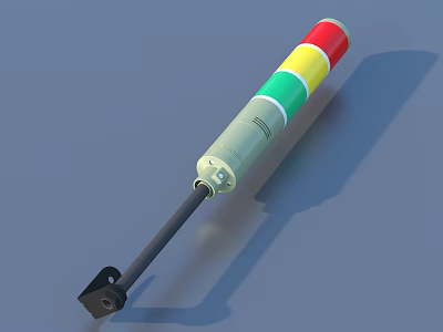 Cylindrical Household Tool With Red Yellow Green Sections And Black Base Rod 3d model