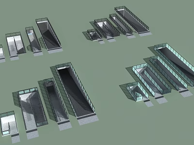 Contemporary Glass Architectural Models With Rectangular Shapes And Multiple Designs 3d model