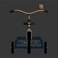 Stylish Vintage Blue Tricycle With Gold Accents And Brown Seat Design