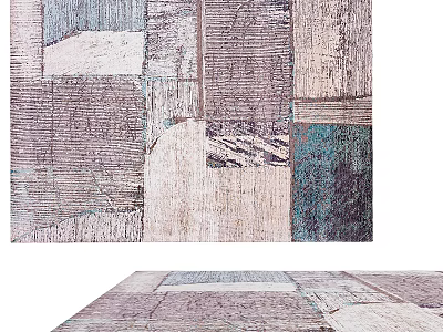 Vintage Patchwork Square Carpet With Neutral Tones And Textured Patterns For Living Room 3d model