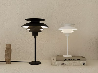 Black and White Modern Table Lamps with Layered Shade Design for Home Living Decor 3d model