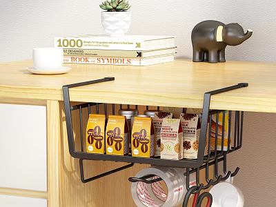 Iron Art Under Desk Storage Rack For Kitchen Organizing 3d model