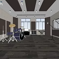 Spacious Modern Public Office Space With Large Windows And Wooden Flooring