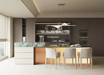 Modern Restaurant Dining Table and Chair Tableware Sideboard Wine Cabinet Single Chair Decorations 3d model