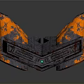 Spacecraft Engine Design With Glowing Green Orange Thrusters And Mechanical Structure