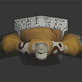 Elderly Character In Traditional Yellow Robe With Long Beard Head Ornament And Inscribed Base