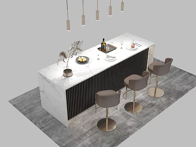 Modern Bar Chair Combination Bar Chair 3d model