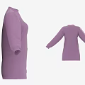 Fashionable Purple High Neck Long Sleeve Loose Fit Knit Top Front Back View