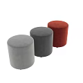 Gray Cylindrical Velvet Upholstered Sofa Stool for Home Living Room Decor