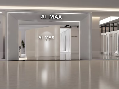 Modern AI MAX Storefront with Illuminated Signage and Minimalist White Design 3d model