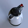 Glossy Modern Electric Kettle White Black Body With Red Handle Kitchen Appliance