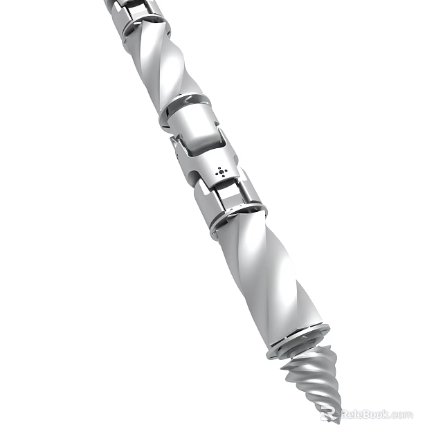 Spiral Metallic Rod With Connecting Joints And Mechanical Structure Design 3d model 