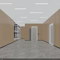 Modern Wooden Locker Room With Bench Lighting Mirror And Plant Decoration