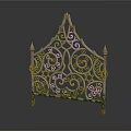 Ornate Wrought Iron Fence With Scrollwork Design Pointed Top Spikes And Green Accent Base