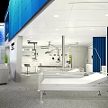COMEN Exhibition Booth With Modern Design Large Blue Screen And Display Cabinets