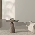 Minimalist Beige Sofa and Brown Wooden Coffee Table Set with Light Rug and Natural Light