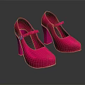 Bright Pink Mary Jane Style Shoes With Block Heel And White Sole