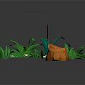 Various Green Plants With Different Leaf Shapes White Small Flowers And Orange Woven Basket