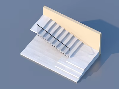 Minimalist Modern Staircase Design Featuring White Concrete Steps And Black Metal Handrail 3d model