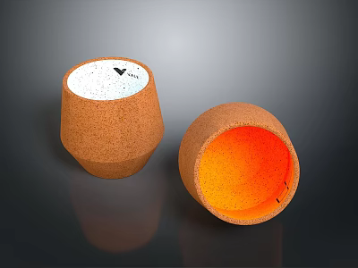 Orange Ceramic Household Containers With White Interior And Orange Exterior Design 3d model