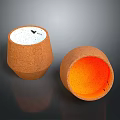 Orange Ceramic Household Containers With White Interior And Orange Exterior Design
