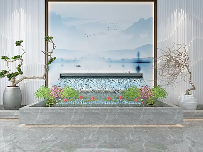 New Chinese landscape sketch background wall 3d model New Chinese landscape sketch background wall 3d model