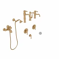 Modern Gold Bathroom Faucets With Shower Head And Wall Mounted Fixtures
