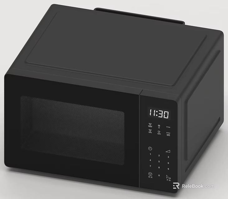 Black Microwave Oven With Digital Display And Control Buttons For Kitchen 3d model 