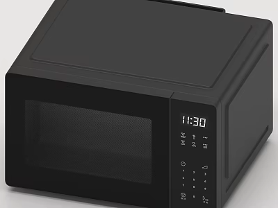 Black Microwave Oven With Digital Display And Control Buttons For Kitchen 3d model