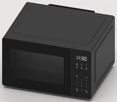 Black Microwave Oven With Digital Display And Control Buttons For Kitchen 3d model