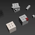 Various Stacked Building Blocks In White Red And Purple Transparent Cube Structures