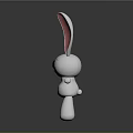 White Rabbit Doll With Long Pink Ears And Unique X Shaped Eye Design