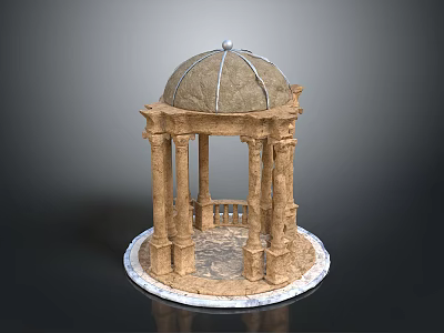 Classical Architectural Pavilion Model Featuring Dome Columns Circular Base Railing And Decorative Finial 3d model