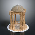 Classical Architectural Pavilion Model Featuring Dome Columns Circular Base Railing And Decorative Finial