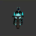 Futuristic Teal Motorcycle With Helmeted Rider Shiny Exhaust And Reflective Surface Design