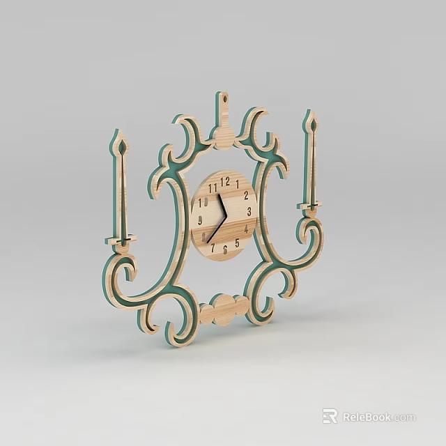 Technology Exhibition Hall Featuring Vintage Decorative Clock With Curved Patterns And Round Dial 3d model 