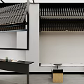 Modern Milk Tea Shop Interior With Open Kitchen Design And Black Metal Frames
