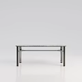 Modern Minimalist Dining Table With Marble Textured Tabletop And Metal Legs 3d model