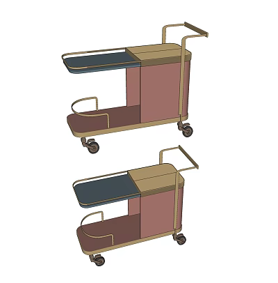 Practical Two Tier Service Cart Design With Wheels And Storage Shelves 3d model
