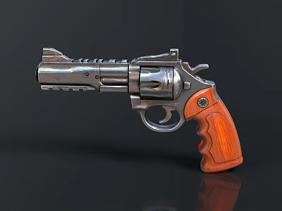 Vintage Revolver With Wooden Grip Metal Body And Classic Design Elements 3d model