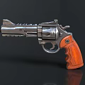 Vintage Revolver With Wooden Grip Metal Body And Classic Design Elements