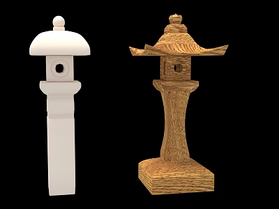 Ancient Architecture Traditional Lanterns Featuring White Stone And Brown Wooden Structures 3d model