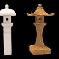 Ancient Architecture Traditional Lanterns Featuring White Stone And Brown Wooden Structures