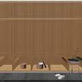 Wooden Built in Wardrobe with Arched Storage Compartments and Modern Interior