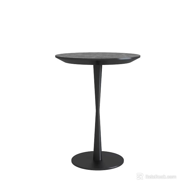 Black Modern Side Table with Round Top and Spiral Leg Design 3d model