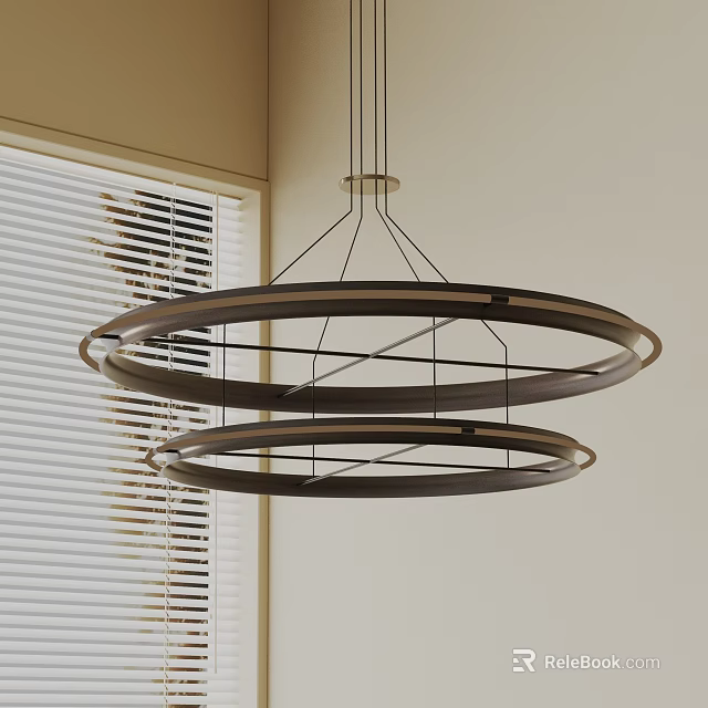 Modern Double Ring Chandelier With Metal Frame And Window Blinds Design 3d model 