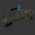 Futuristic Sci-Fi Weapon With Gray Body Blue Screen Black Grip And Tactical Features