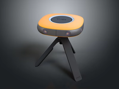 Sleek Orange And Gray Electronic Device With Circular Top And Tripod Stand Design 3d model