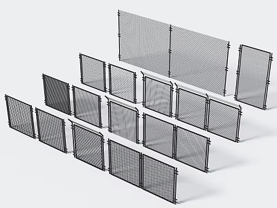 Metal Wire Mesh Fence Panels With Different Sizes And Frame Designs 3d model