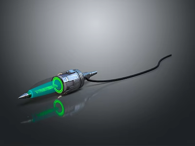 Durable Metal Hardware Tool With Green Light And Black Cable For Precision Work 3d model